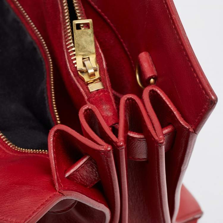 Pre Owned Saint Laurent Red Leather Small Classic Sac De Jour Tote