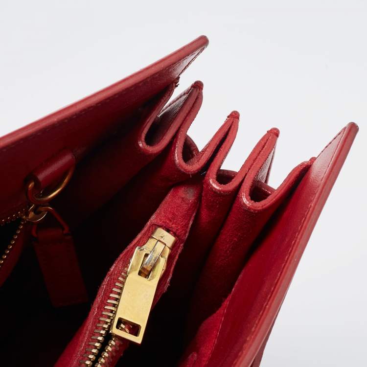 Pre Owned Saint Laurent Red Leather Small Classic Sac De Jour Tote