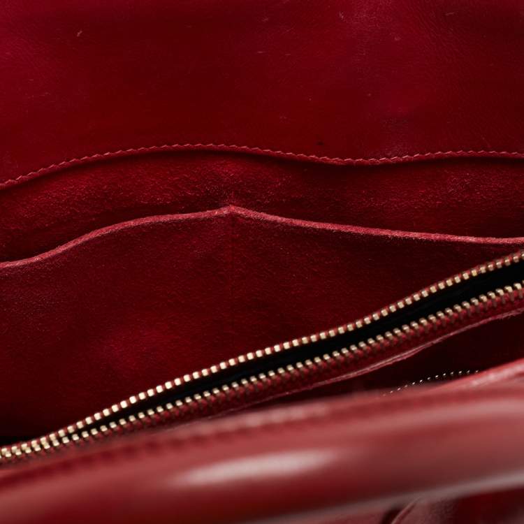 Pre Owned Saint Laurent Red Leather Small Classic Sac De Jour Tote