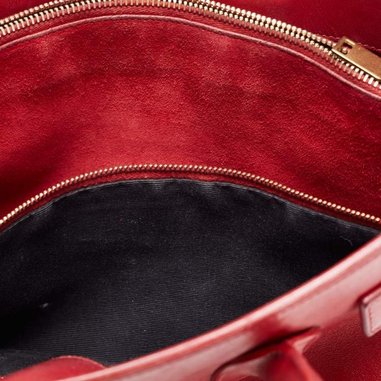 Pre Owned Saint Laurent Red Leather Small Classic Sac De Jour Tote