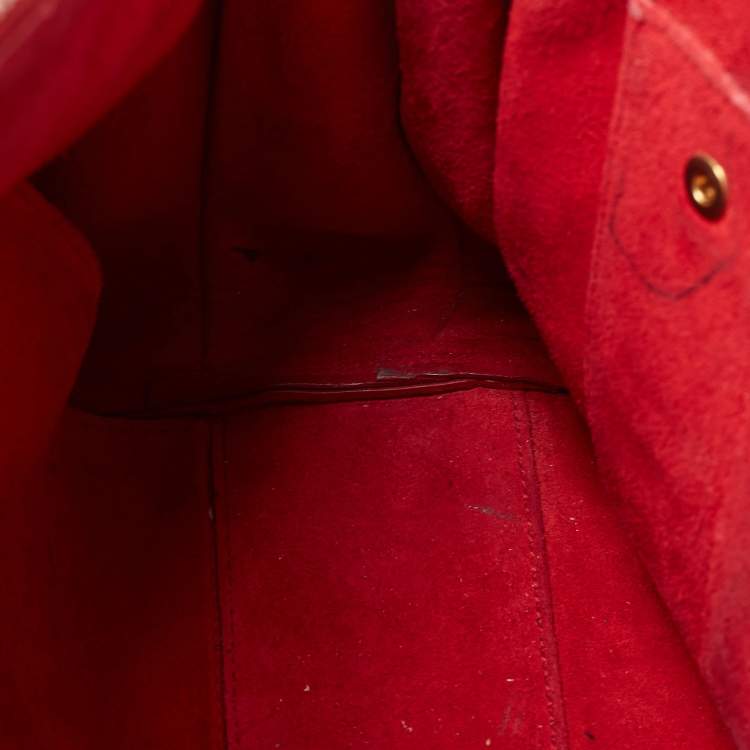 Pre Owned Saint Laurent Red Leather Small Classic Sac De Jour Tote