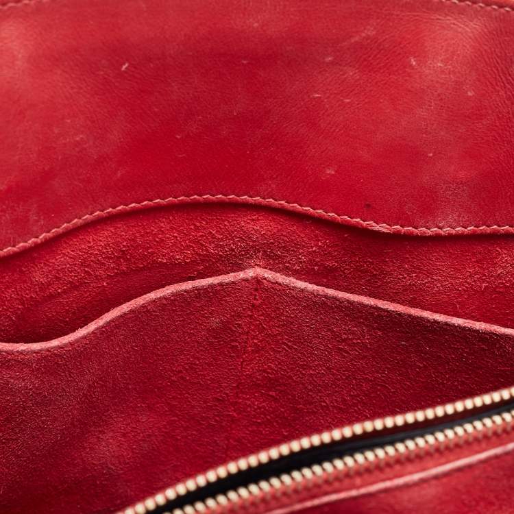 Pre Owned Saint Laurent Red Leather Small Classic Sac De Jour Tote