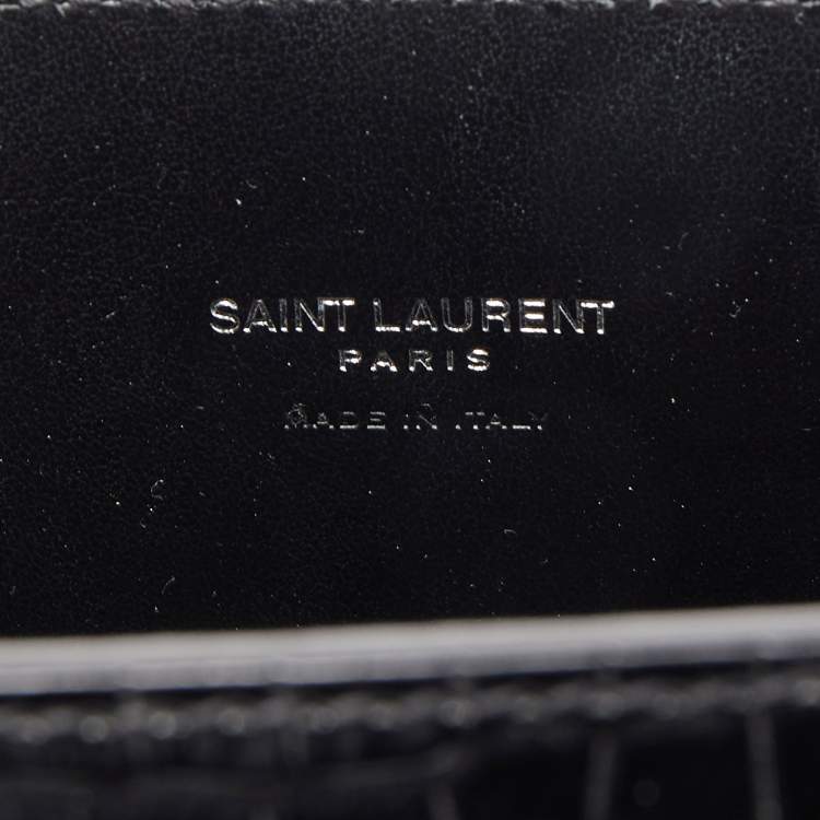 Pre Owned Saint Laurent Black Croc Embossed Leather Nano Classic Sac De Jour Tote