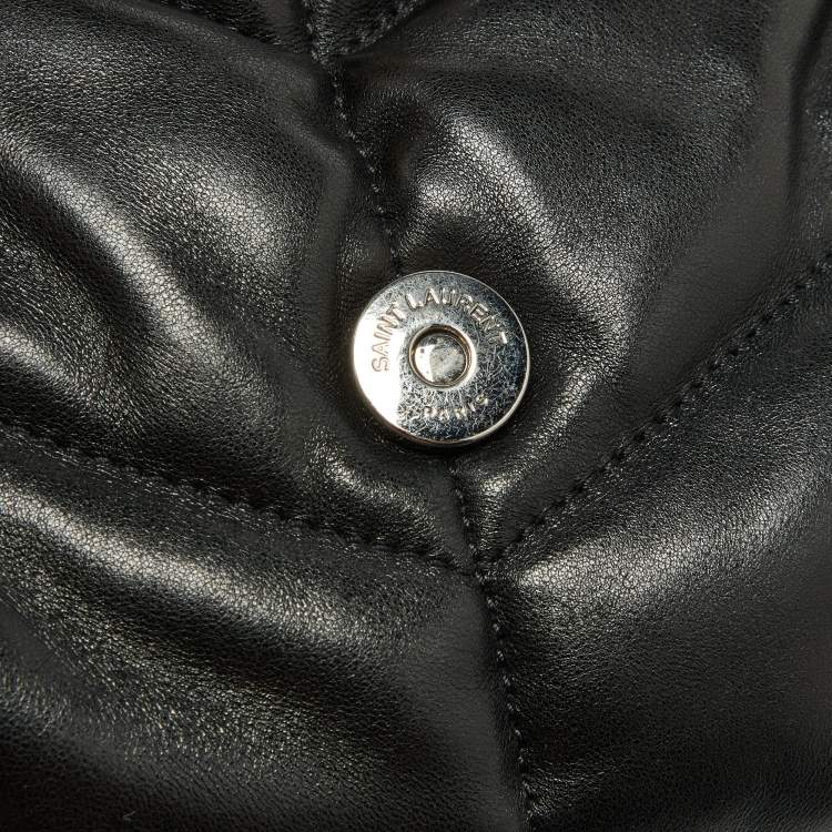 Pre Owned Saint Laurent Black Quilted Puffer Leather Medium Loulou Monogram Shoulder Bag