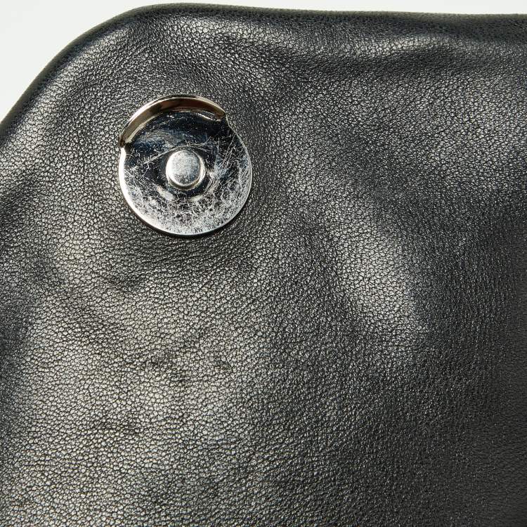 Pre Owned Saint Laurent Black Quilted Puffer Leather Medium Loulou Monogram Shoulder Bag