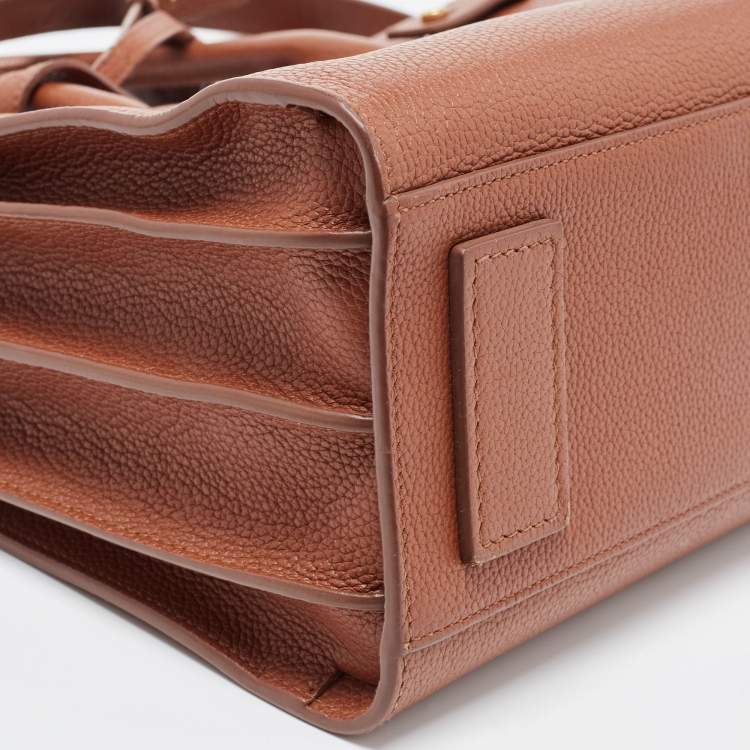 Pre Owned Saint Laurent Brown Leather Baby Sac De Jour Souple Tote