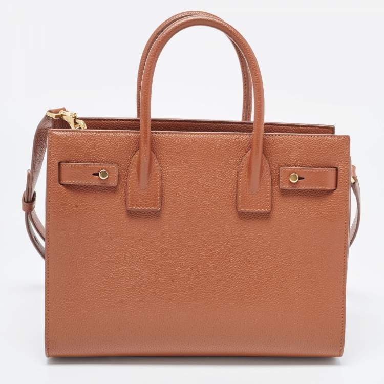 Pre Owned Saint Laurent Brown Leather Baby Sac De Jour Souple Tote