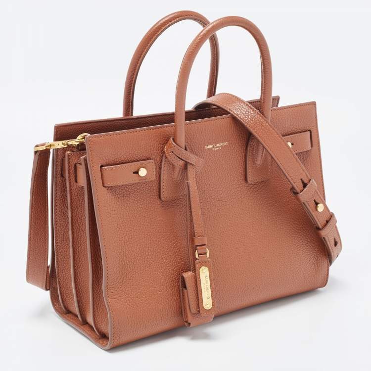 Pre Owned Saint Laurent Brown Leather Baby Sac De Jour Souple Tote