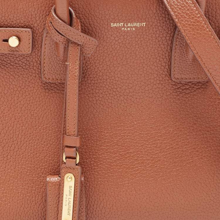 Pre Owned Saint Laurent Brown Leather Baby Sac De Jour Souple Tote