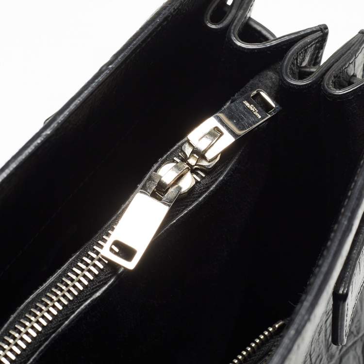 Pre Owned Saint Laurent Black Croc Embossed Leather Large Sac De Jour Tote