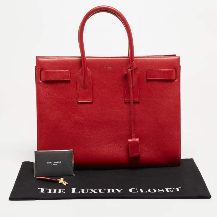 Pre Owned Saint Laurent Red Leather Large Sac De Jour Tote