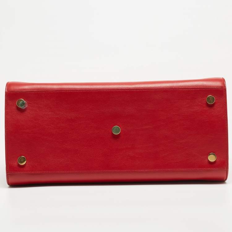 Pre Owned Saint Laurent Red Leather Large Sac De Jour Tote