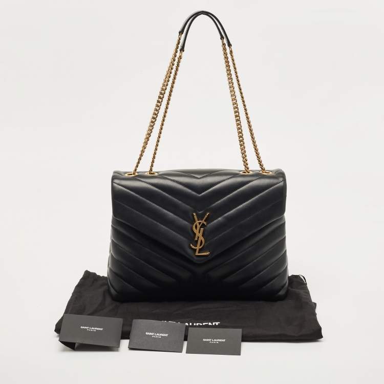 مملوكة مسبقًا Saint Laurent Black Matelassé Leather Medium LouLou Shoulder Bag