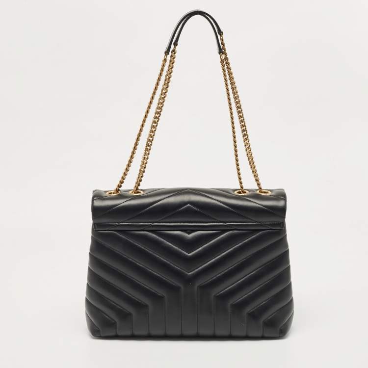 مملوكة مسبقًا Saint Laurent Black Matelassé Leather Medium LouLou Shoulder Bag