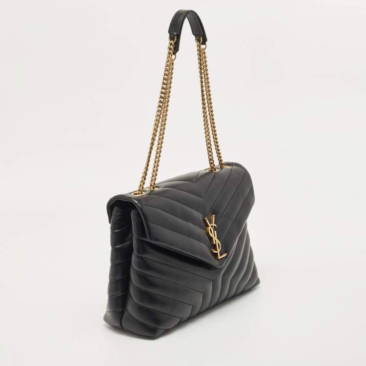 مملوكة مسبقًا Saint Laurent Black Matelassé Leather Medium LouLou Shoulder Bag