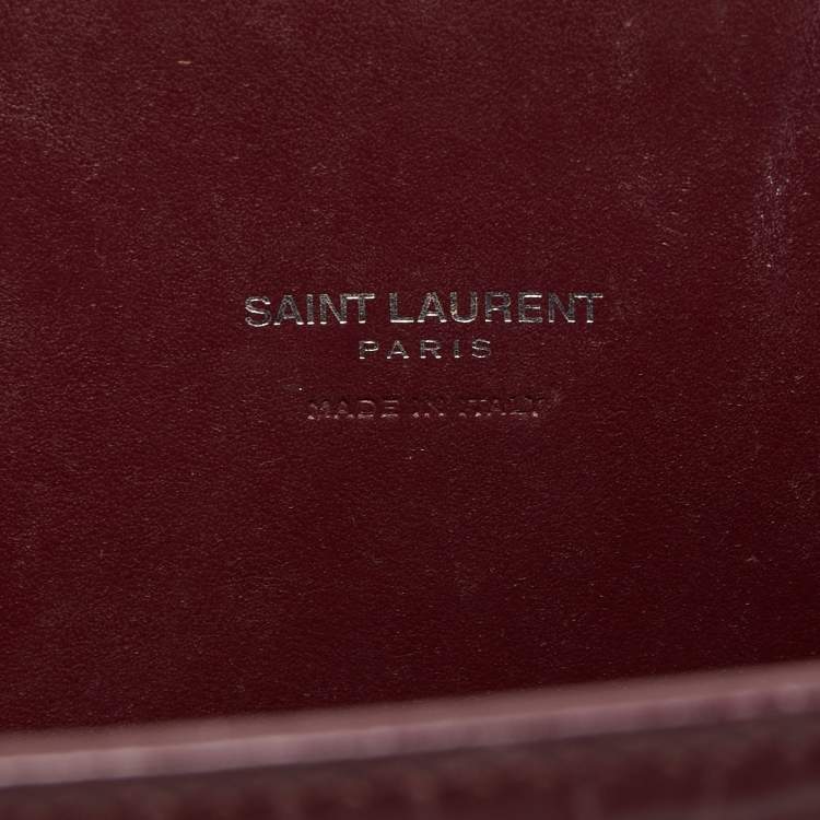 Pre Owned Saint Laurent Burgundy Croc Embossed Leather Baby Classic Sac De Jour Tote