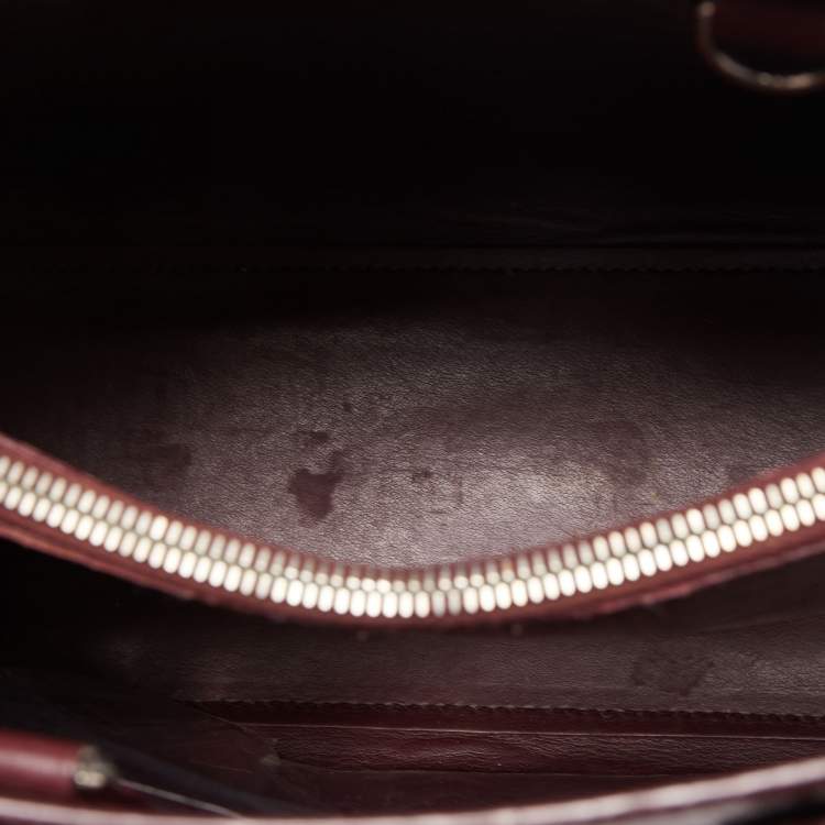 Pre Owned Saint Laurent Burgundy Croc Embossed Leather Baby Classic Sac De Jour Tote