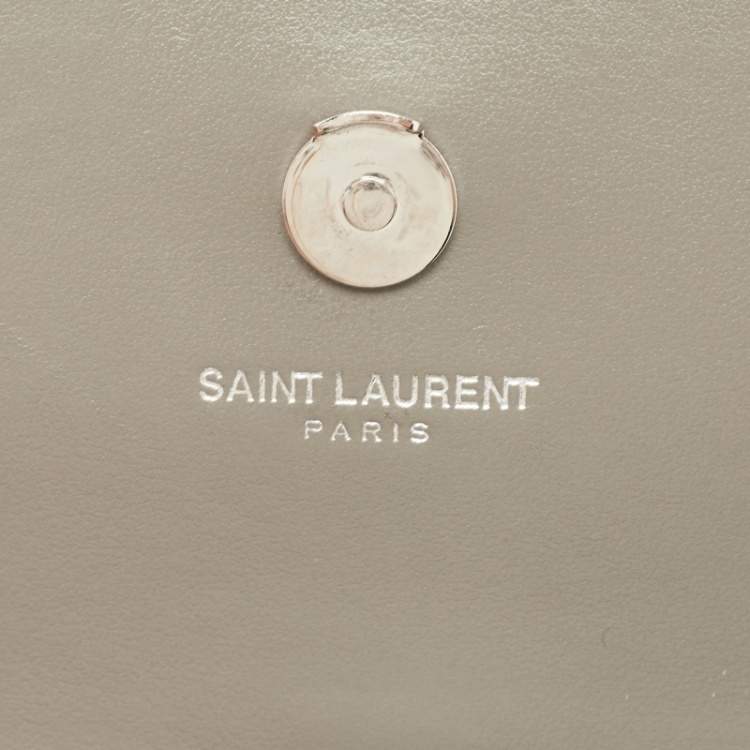 Pre Owned Saint Laurent Grey Croc Embossed Leather Mini Sunset Chain Bag