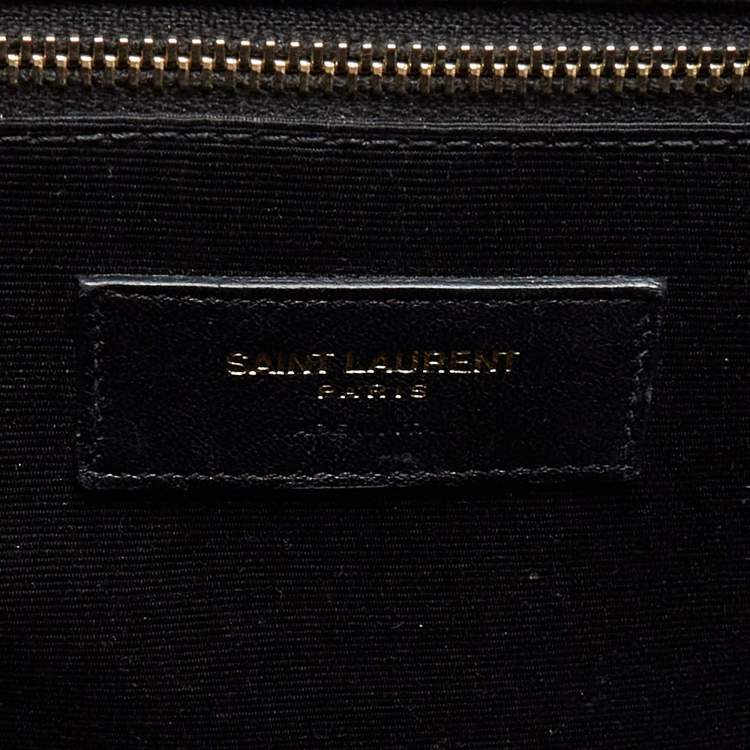Pre Owned Saint Laurent Burgundy Matelassé Leather Large Monogram Envelope Shoulder Bag