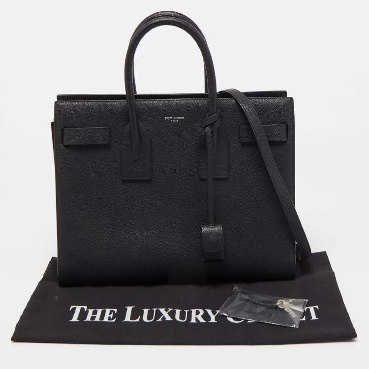 مملوكة مسبقًا Saint Laurent Black Grain Leather Small Classic Sac De Jour Tote