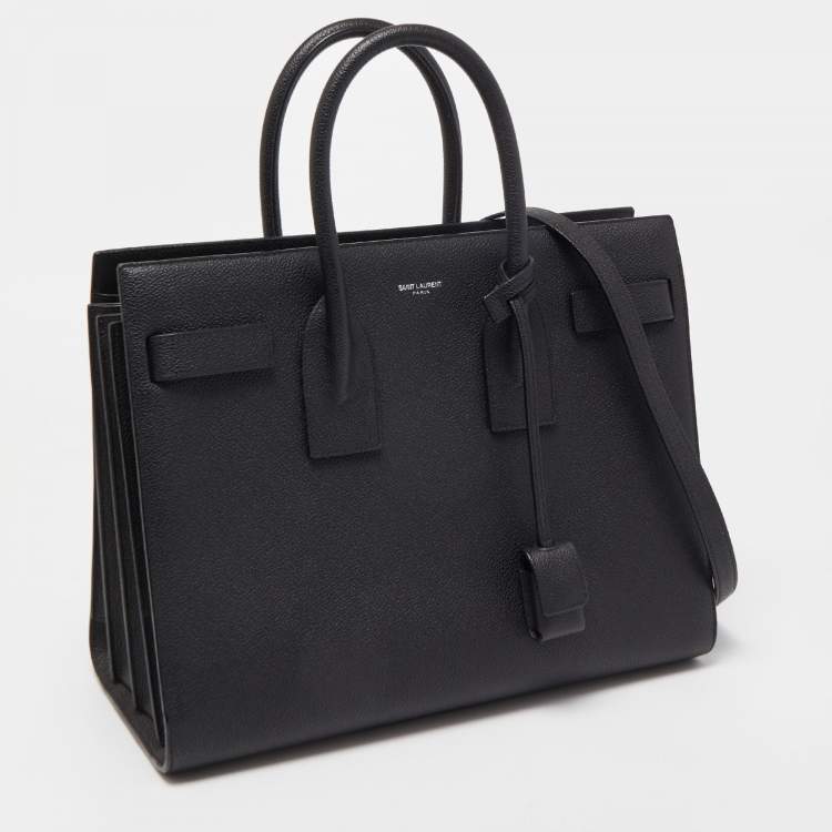 مملوكة مسبقًا Saint Laurent Black Grain Leather Small Classic Sac De Jour Tote