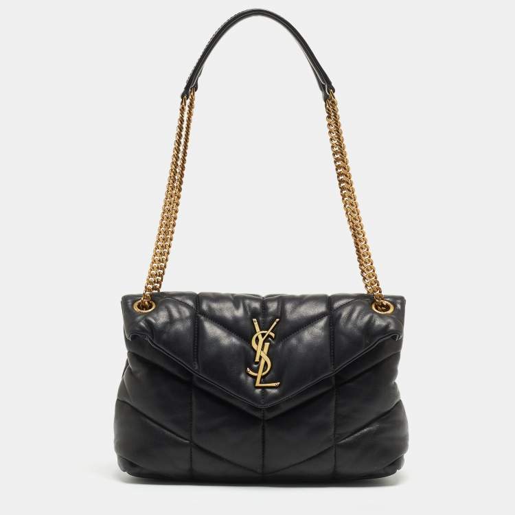 Saint Laurent Black Quilted Leather Small Puffer Shoulder Bag