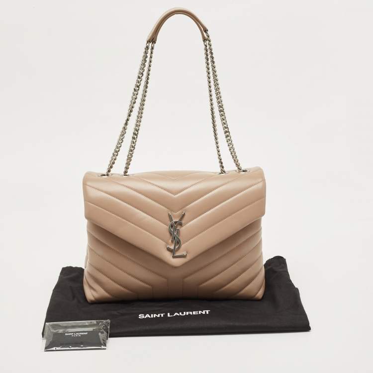 مملوكة مسبقًا Saint Laurent Beige Matelassé Leather Medium LouLou Shoulder Bag