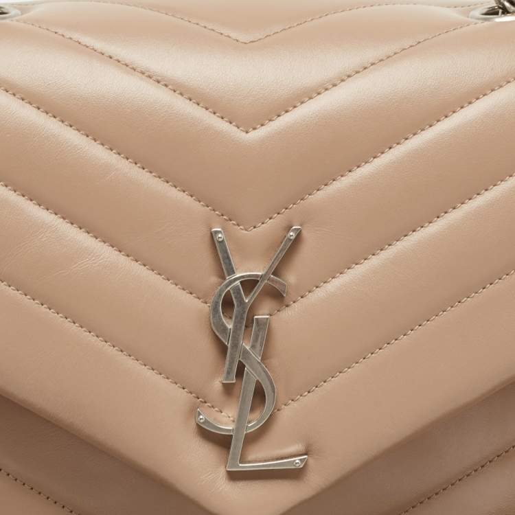 مملوكة مسبقًا Saint Laurent Beige Matelassé Leather Medium LouLou Shoulder Bag
