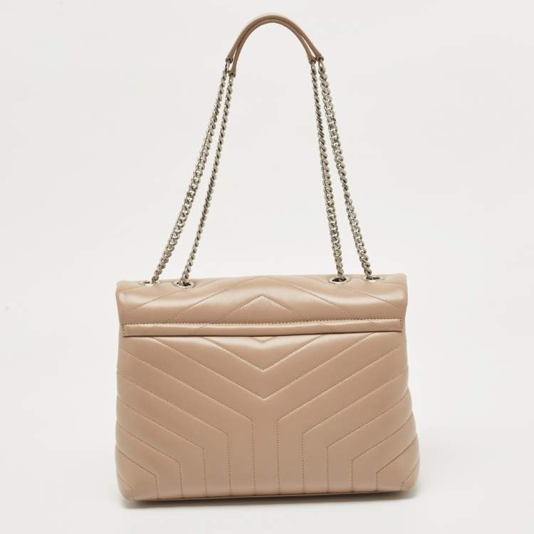 مملوكة مسبقًا Saint Laurent Beige Matelassé Leather Medium LouLou Shoulder Bag