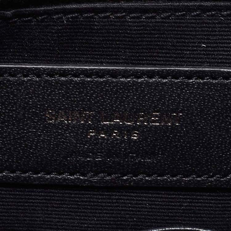Pre Owned Saint Laurent Navy Blue Crinkled Leather Mini Niki Chain Shoulder Bag