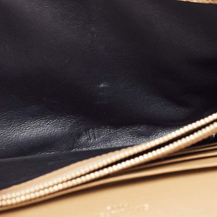 Pre Owned Saint Laurent Tan Quilted Leather Becky Wallet On Chain