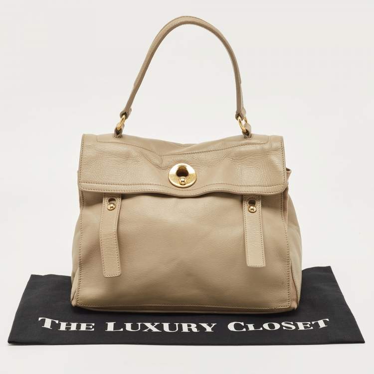 Pre Owned Yves Saint Laurent Grey Leather Muse Two Shoulder Bag