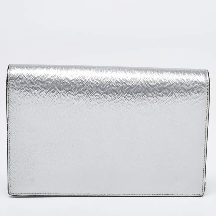 Pre Owned Saint Laurent Grey Leather Kate Tassel Shoulder Bag