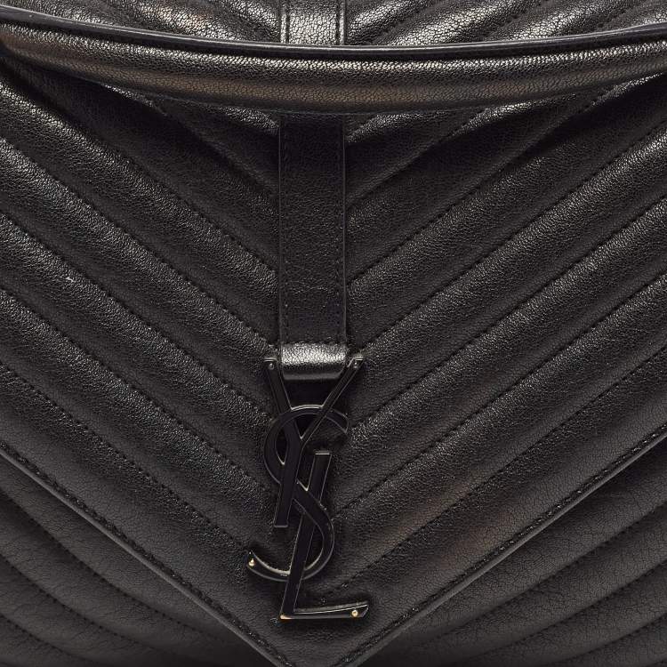 Pre Owned Saint Laurent Black Matelassé Leather Large College Top Handle Bag