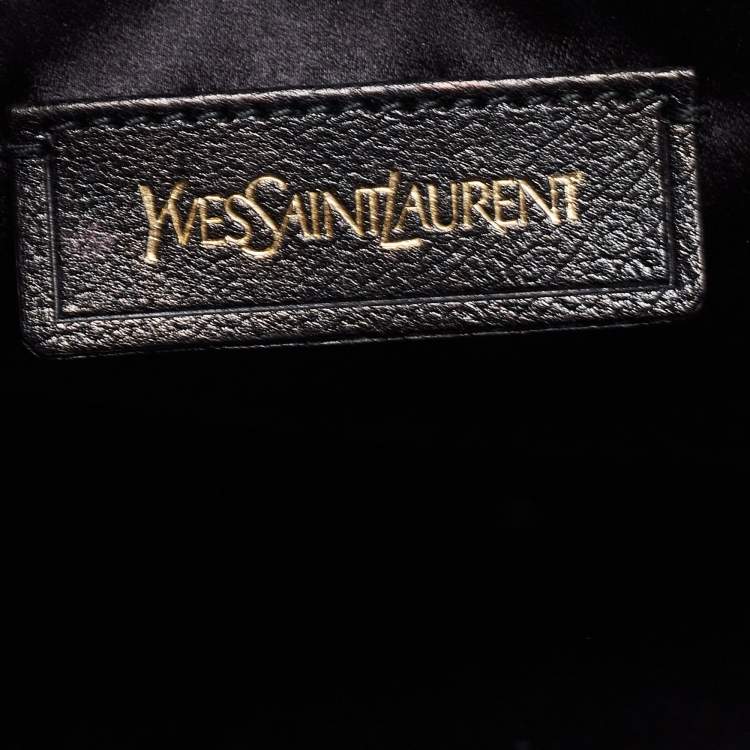 Pre Owned Saint Laurent Black Leather and Leopard Calfhair Medium Cabas Chyc Tote