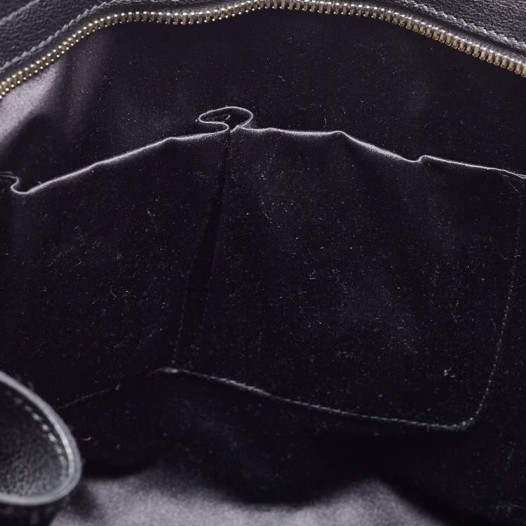 Pre Owned Saint Laurent Black Leather and Leopard Calfhair Medium Cabas Chyc Tote