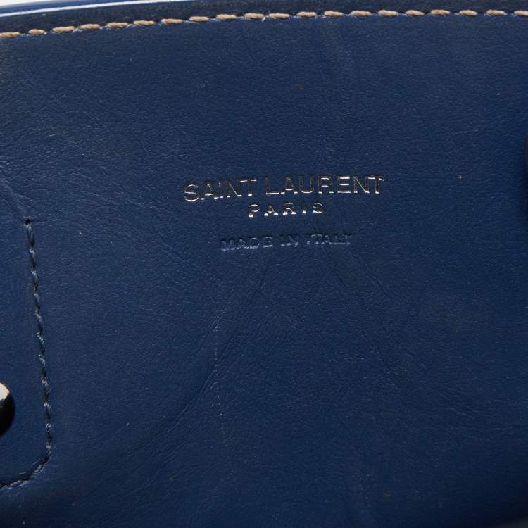 Pre Owned Saint Laurent Blue Leather Nano Classic Sac De Jour Tote