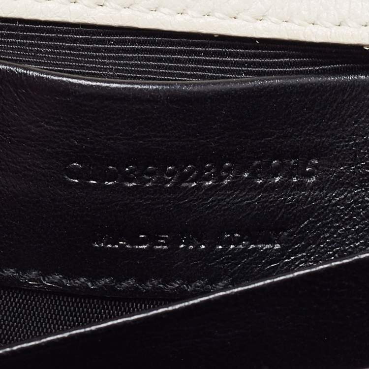 Pre Owned Saint Laurent Off White Matelassé Leather Baby Monogram Flap Bag