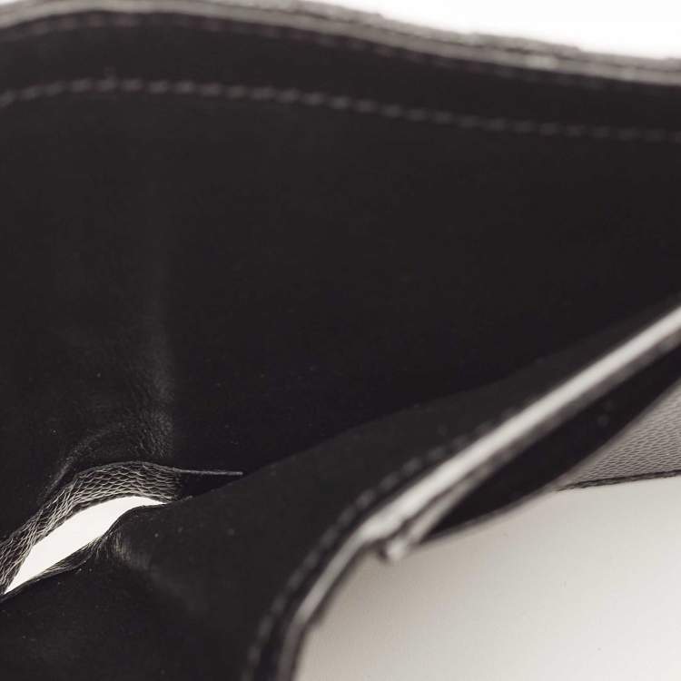 Pre Owned Saint Laurent Black Mix Matelassé Grain Leather Envelope Trifold Compact Wallet