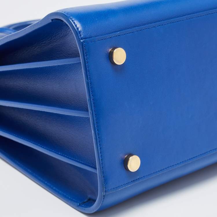 Pre Owned Saint Laurent Blue Leather Small Classic Sac De Jour Tote