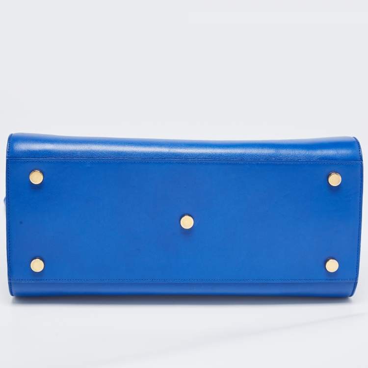 Pre Owned Saint Laurent Blue Leather Small Classic Sac De Jour Tote