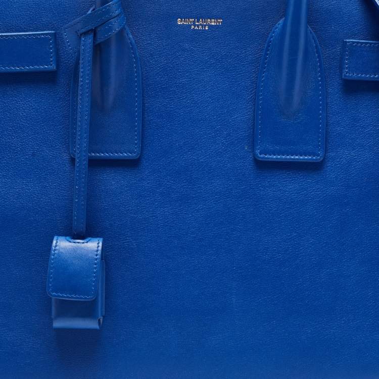 Pre Owned Saint Laurent Blue Leather Small Classic Sac De Jour Tote