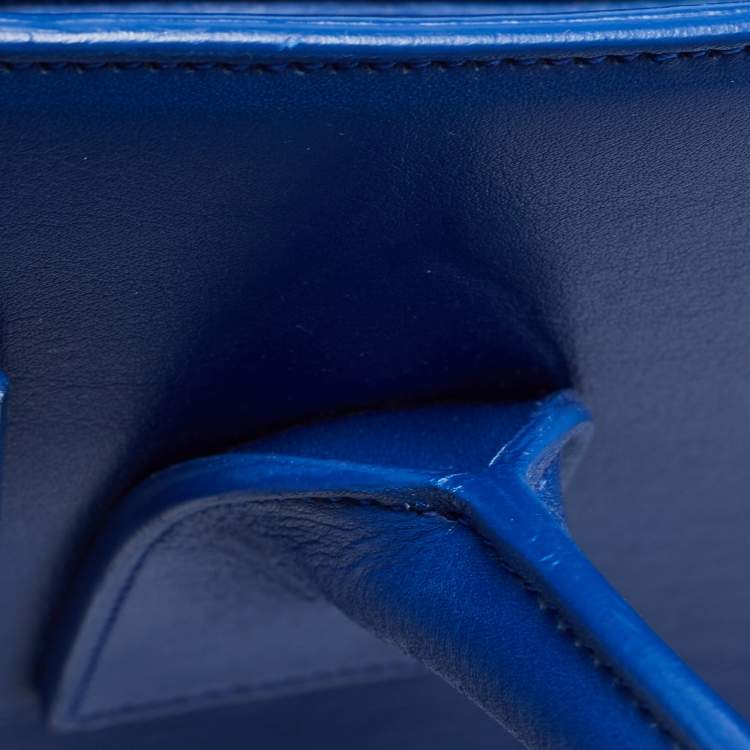 Pre Owned Saint Laurent Blue Leather Small Classic Sac De Jour Tote