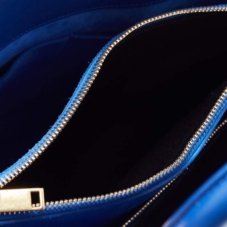 Pre Owned Saint Laurent Blue Leather Small Classic Sac De Jour Tote