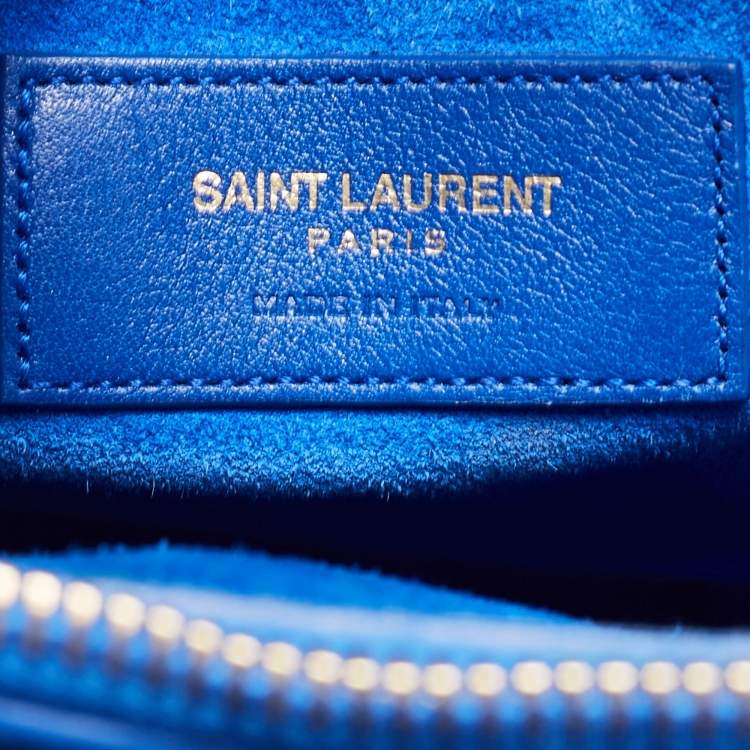 Pre Owned Saint Laurent Blue Leather Small Classic Sac De Jour Tote