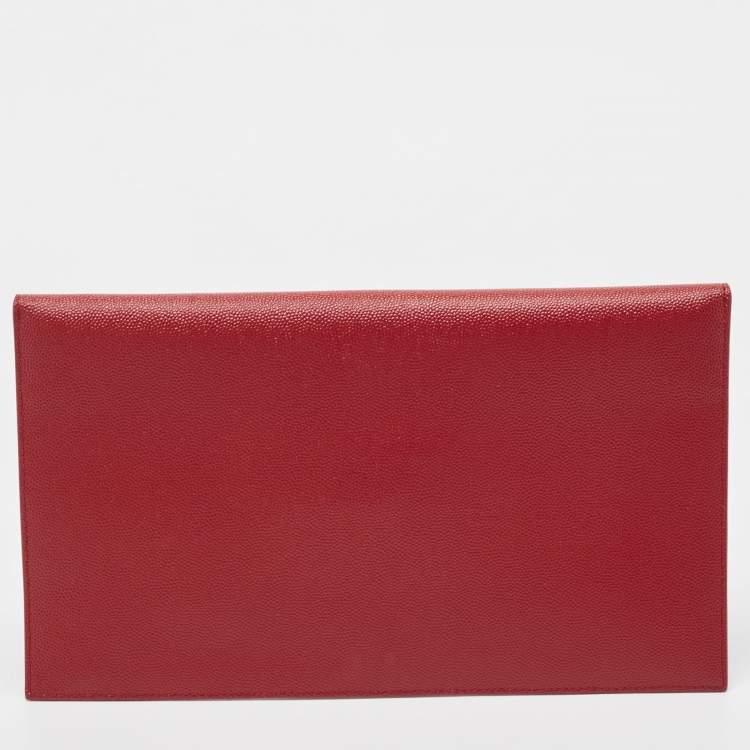 Pre Owned Saint Laurent Red Leather Uptown Pouch