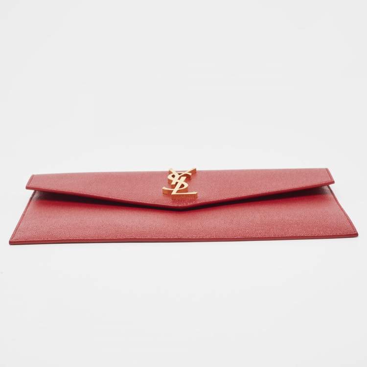 Pre Owned Saint Laurent Red Leather Uptown Pouch
