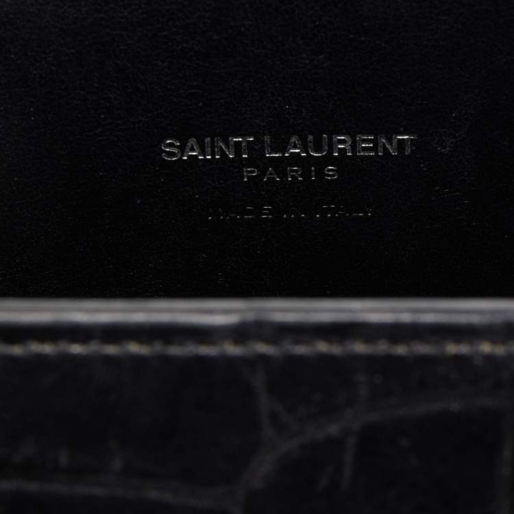 Pre Owned Saint Laurent Black Croc Embossed Leather Nano Classic Sac De Jour Tote