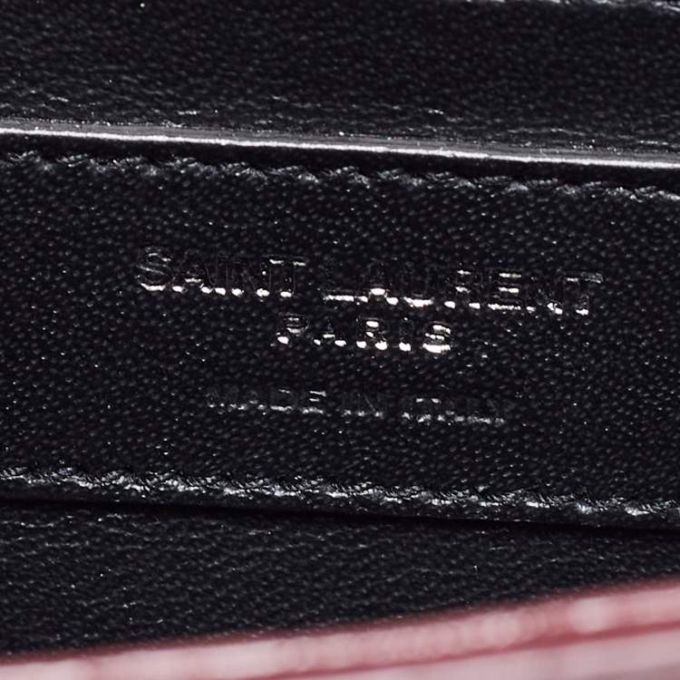 Pre Owned Saint Laurent Burgundy Croc Embossed Leather New Medium Kate Shoulder Bag