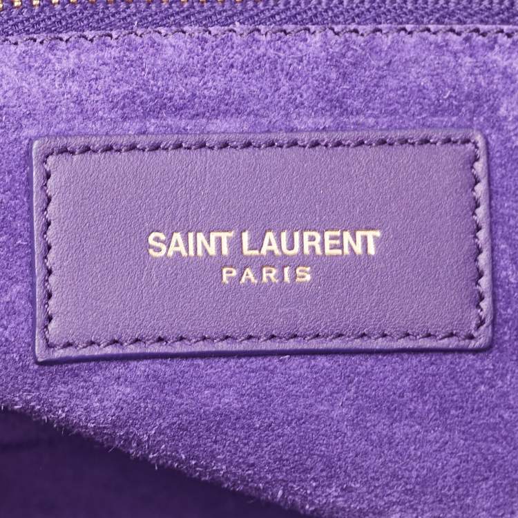 Pre Owned Saint Laurent Purple Leather Ligne Y Crossbody Bag